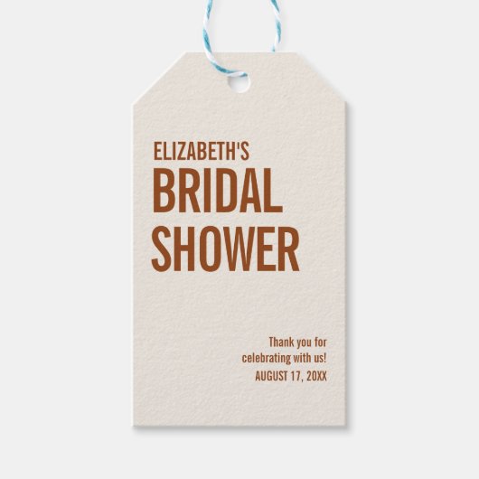 シンプル テラコッタ タイポグラフィー ブライダル サンクス ギフトタグ (正面)