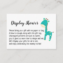 シンプル ディスプレイ ベビーシャワー ギフトカード, ティール ジラフ エンクロージャーカード