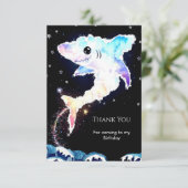 シンプル ディープシー ブルーシャーク バースデー サンキューカード (スタンド正面)