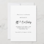 シンプル ナインティ | スクリプト 90歳の誕生日パーティー 招待状 (正面)