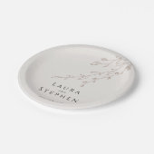 シンプル ニュートラル アイボリー ウェディング ペーパープレート (アングル)