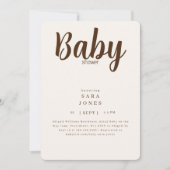 シンプル ニュートラル クリーム&ブラウン ベビーシャワー 招待状 (正面)