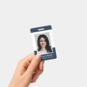 シンプル ネイビーブルー モダン 写真 従業員 スタッフ バッジ (手持ち)