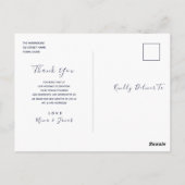 シンプル ネイビーブルー 結婚式 お礼 ポストカード (裏面)