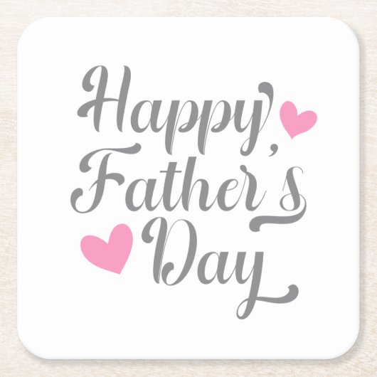 シンプル・ハッピーファーザー・デイ・カリグラフィー |コースター スクエアペーパーコースター (正面)