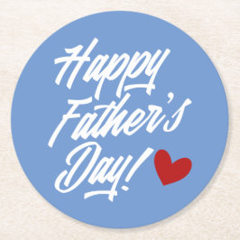 シンプル・ハッピーファーザー・デイ・カリグラフィー |コースター ラウンドペーパーコースター