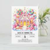 シンプル ハッピー キャンディランド デジタル バースデー 招待状 (スタンド正面)