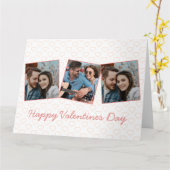 シンプル ハッピー バレンタインズ キュート 3 フォト ハート パターン カード (黄色い花)