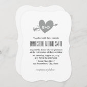 シンプル ハート&アロー ラブ ウェディング 招待状 (正面/裏面)