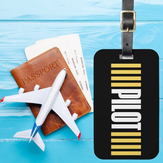 シンプル パイロット タイポグラフィ ストライプ 航空 ラゲッジタグ