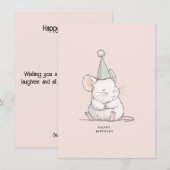 シンプル パステル かわいい ネズミ 誕生日カード (正面/裏面)