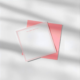 シンプル パステル ピンク ミニマル モノグラム ツー ボーダー ノートカード