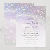 シンプル パープル グリッター モダン エレガント ウェディング 招待状 (正面/裏面)