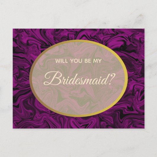 シンプル パープル ブライズメイド プラン ポストカード (正面)