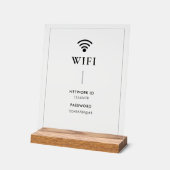 シンプル ビジネス WiFi パスワードとネットワーク アクリルサイン (傾斜)