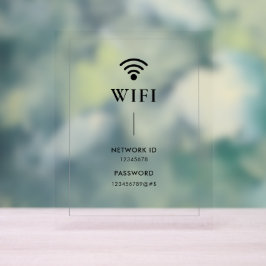 シンプル ビジネス WiFi パスワードとネットワーク アクリルサイン