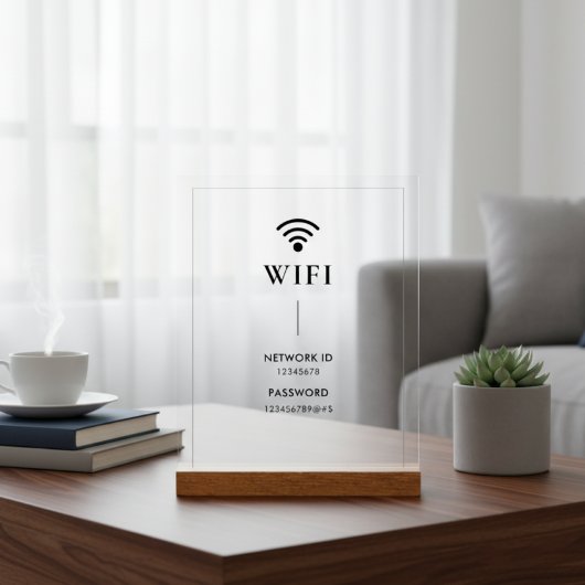 シンプル ビジネス WiFi パスワードとネットワーク アクリルサイン