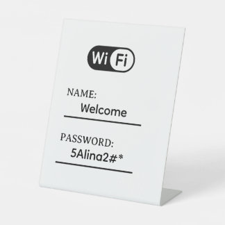 シンプル ビジネス WiFi パスワードとネットワーク プラスチック製 台座サイン