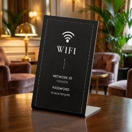 シンプル ビジネス WiFi パスワードとネットワーク 台座サイン