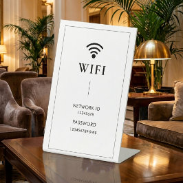 シンプル ビジネス WiFi パスワードとネットワーク 台座サイン