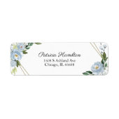 シンプル ビューティフル ジオメトリック ダスティーブルー フラワー ラベル (正面)