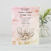 シンプル |ピンク金ゴールド大理石結婚Bkg 招待状 (スタンド正面)