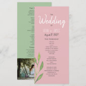 シンプル ピンク 結婚式 プログラム (正面/裏面)