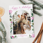 シンプル & ピンク 1 ファミリー フォト アーチ クリスマス