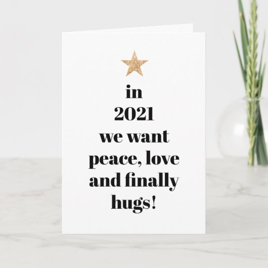 シンプル ピース ラブ & ついにハグ ユーモア名言 2021 シーズンカード (正面)