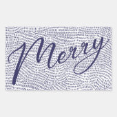 シンプル ファン ブルー 落書き メリー クリスマス ホリデー 長方形シール (正面)