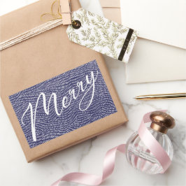 シンプル ファン ブルー 落書き 楽しいクリスマス ホリデー 長方形シール