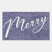 シンプル ファン ブルー 落書き 楽しいクリスマス ホリデー 長方形シール (正面)