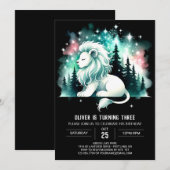 シンプル ファン ライオン バースデー 招待状 (正面/裏面)