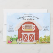シンプル ファーム ファン 1歳の誕生日招待状 招待状 (正面)