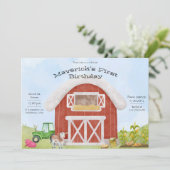 シンプル ファーム ファン 1歳の誕生日 招待状 (スタンド正面)