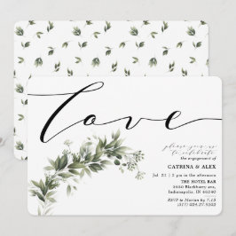 シンプル フェイディッド グリーナージュ 婚約パーティー 招待状