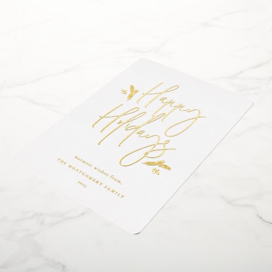 シンプル フェスティブ スクリプト 箔シーズンカード (回転した状態)