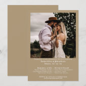 シンプル フォト サンディ タン ウェディング リハーサル ディナー 招待状 (正面/裏面)