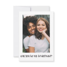 シンプル フォト テキスト あなたは私のブライズメイドになってくれますか カード