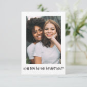 シンプル フォト テキスト あなたは私のブライズメイドになってくれますか カード (スタンド正面)