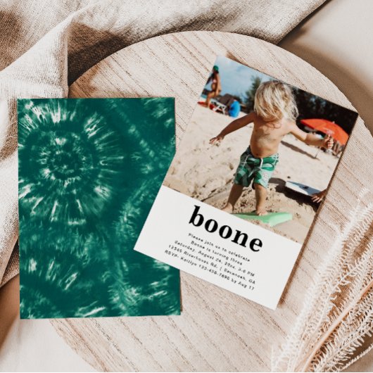 シンプル フォト バースデー インビテーション | タイダイ