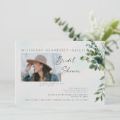 シンプル フォト ブライダル シャワー フォリアージ III 招待状 (スタンド正面)