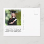 シンプル フォト ブルー 卒業 案内ポストカード (裏面)