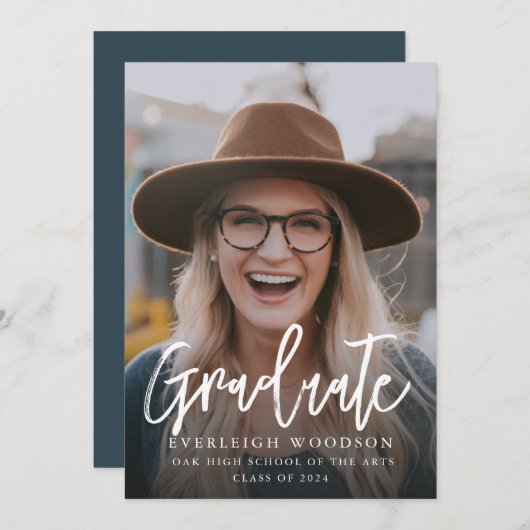 シンプル フォト 卒業 クラス 2024 招待状 (正面/裏面)