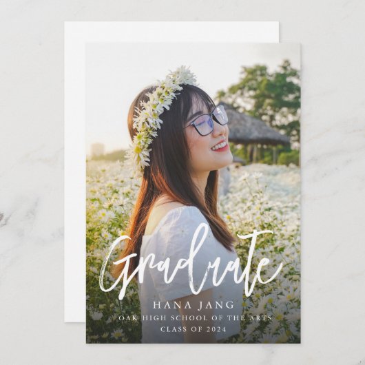 シンプル フォト 卒業 クラス 2025 招待状 (正面/裏面)