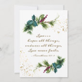 シンプル フォレスト パイン ゴールド スプラッシュ クリスチャン ウェディング 招待状 (裏面)