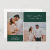 シンプル·フォーエバー2枚の写真が日付を救う|緑 案内ポストカード (正面/裏面)