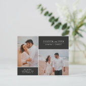 シンプル·フォーエバー2枚の写真が日付を救う|黒 案内ポストカード (スタンド正面)