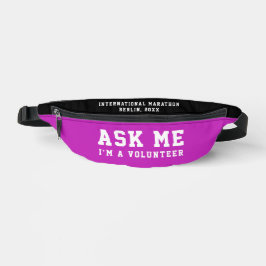 シンプル フクシア ピンク Ask Me ボランティア ヘルプ ボールド ファニーパック