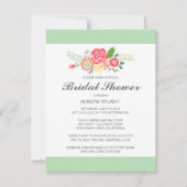 シンプル フラワー & ストライプ  ブライダルシャワー 招待状 (正面)